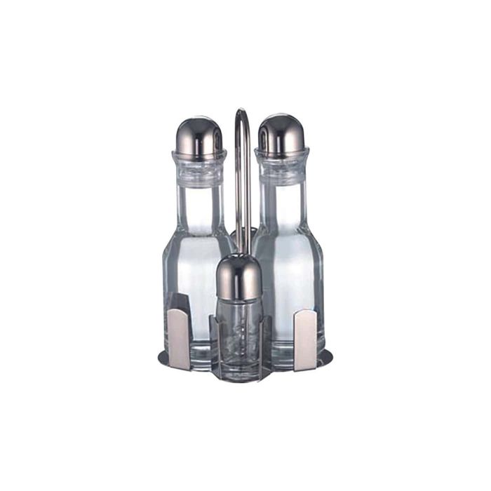 Set Stresa. olio/aceto/sale/pepe. in acciaio inox 18/10 e vetro