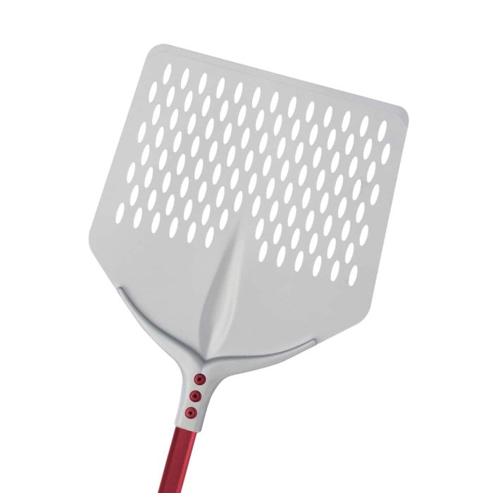 Pala pizza "Tulip" in alluminio anodizzato quadra forata