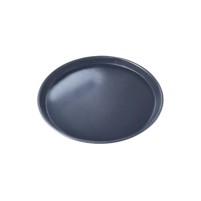Teglia tonda in lamiera blu con bordo basso