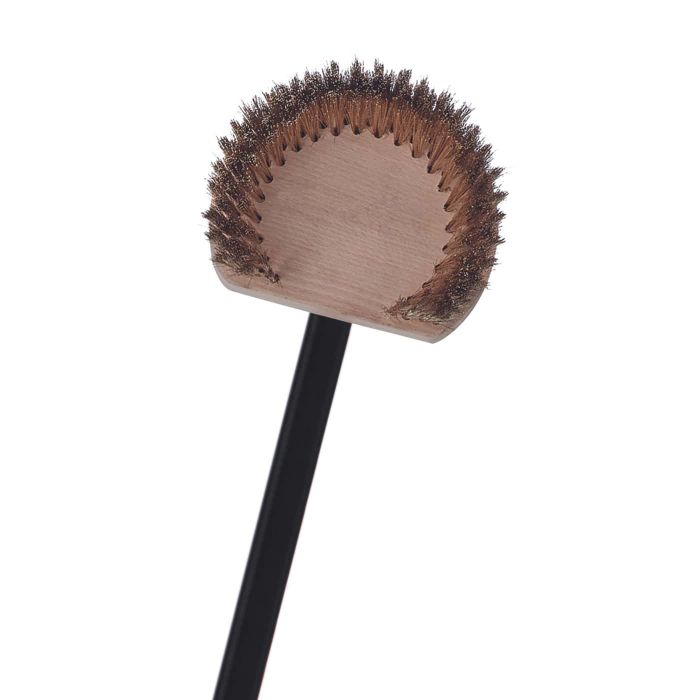 Spazzola tonda setole in ottone con manico grigio in alluminio anodizzato e raschiatore