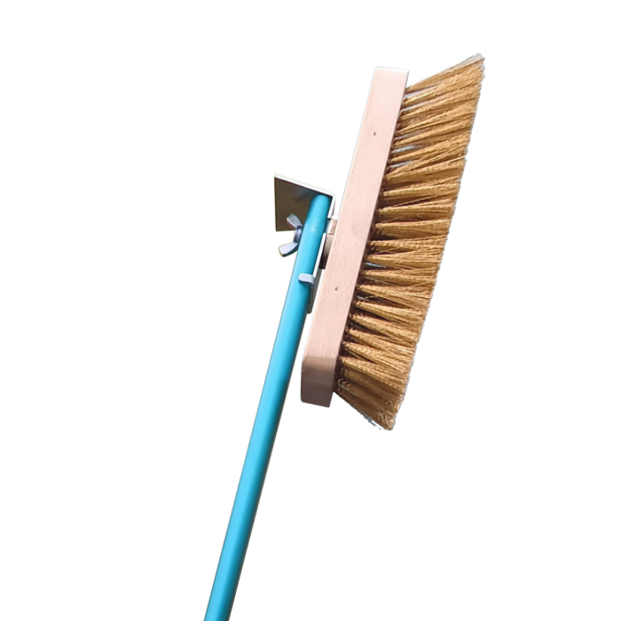Spazzola rettangolare setole in ottone, raschiatore e manico in alluminio an. azzurro