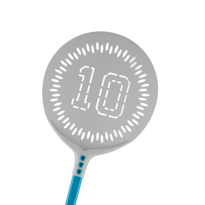 Pala pizza "10" in alluminio anodizzato tonda azzurra