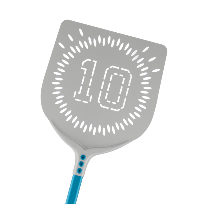 Pala pizza "10" in alluminio anodizzato quadra azzurra