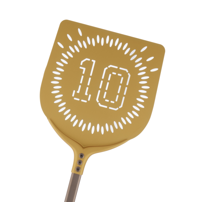 Pala pizza "10" in alluminio anodizzato quadra oro