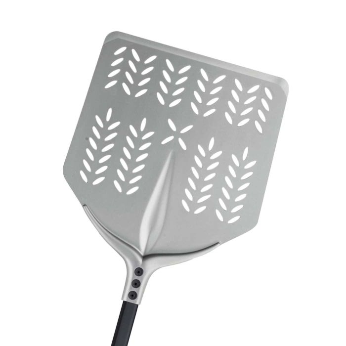 Pala pizza GF "Tulip 60°" in alluminio anodizzato quadra forata