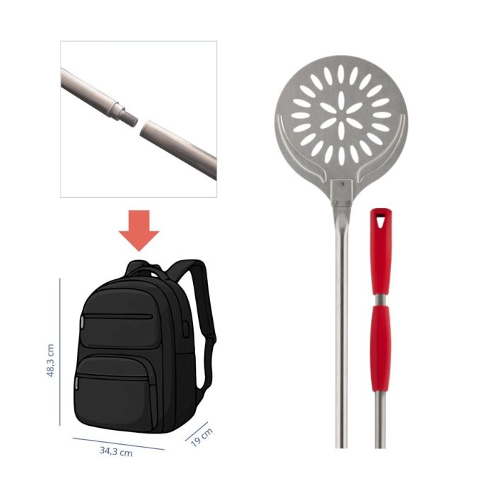 Turning pizza shovel RED detachable version for travel backpack