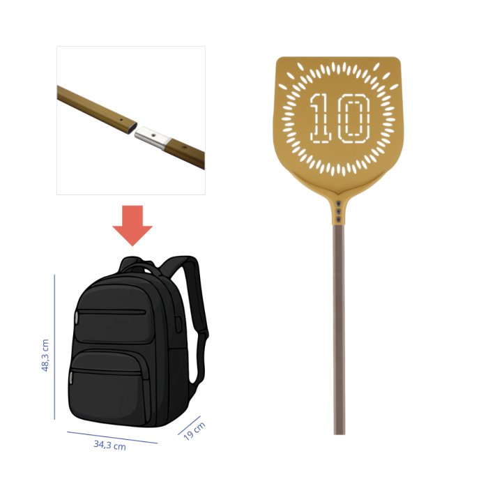 10 ORO Pizza shovel detachable version for travel backpack