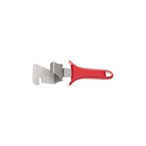 Pinza per teglie con manico in plastica rosso. 23x7x5.5 cm