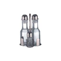 Set Stresa. olio/aceto/sale/pepe. in acciaio inox 18/10 e vetro