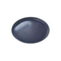 Teglia tonda in lamiera blu con bordo basso