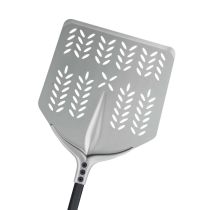 Pala pizza GF "Tulip 60°" in alluminio anodizzato quadra forata