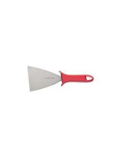 Stainless steel scraper. with red plastic handle. 12.5x10cm