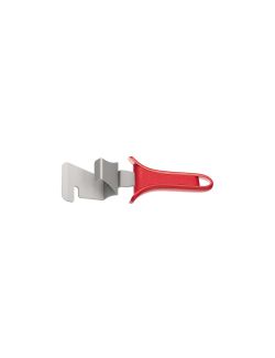 Pinza per teglie con manico in plastica rosso. 23x7x5.5 cm