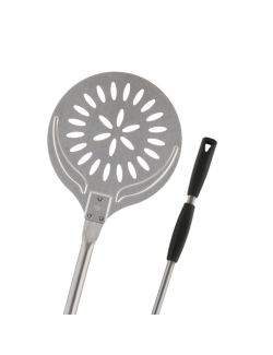 Pala a sfornare forata in acciaio inox 18/10 con manico scorrevole grigio