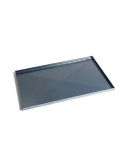 Teglia rettangolare in lamiera blu con pareti dritte. rinforzo X antideformazione. 60x40x2 cm