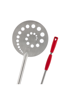 Pala a sfornare tonda forata in acciaio inox 18/10 con manico scorrevole