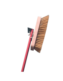 Brass bristle brush with anodized aluminum handle and scraper